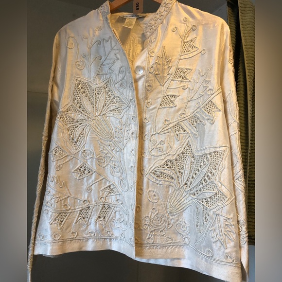 Norm Thompson Jackets & Blazers - NORM THOMPSON Silk Embroidered Blazer